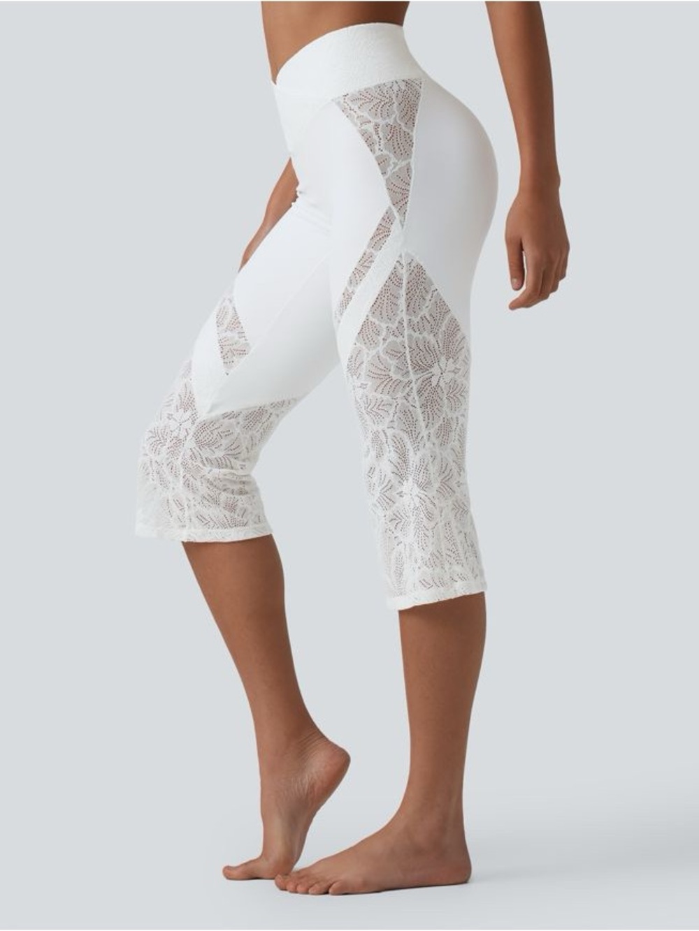 Halara SoftlyZero™ High Waisted Crossover Lace Bootcut Pedal Pusher medium